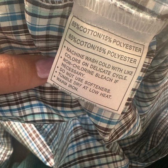 Ariat Pro Series Long Sleeve Button Up Shirt Brown and Blue Plaid Men’s XL - Picture 10 of 10